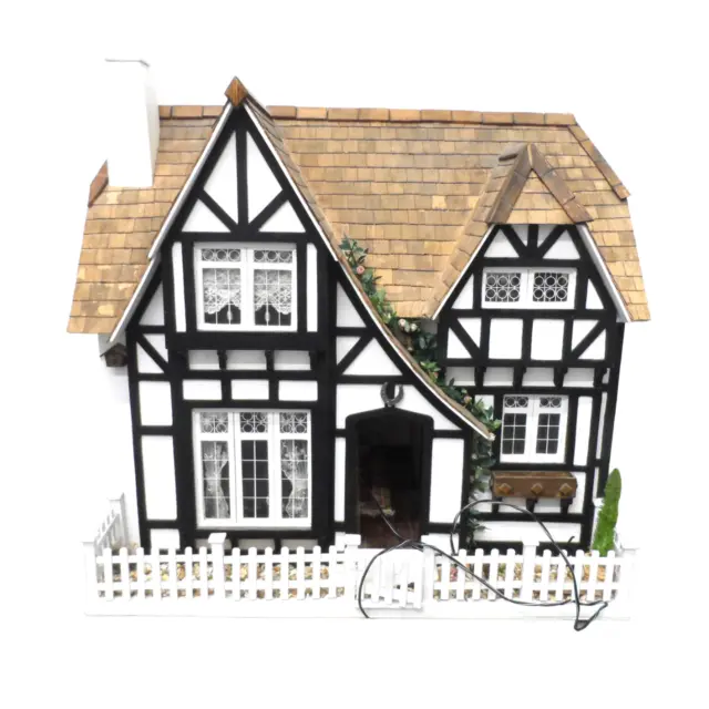 Vintage Tudor Style Wooden Dolls House Black & White Timbered