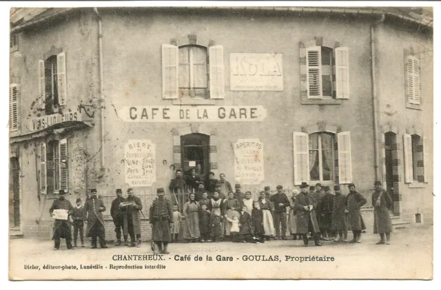 CHANTEHEUX (54) Café de la Gare - GOULAS owner. Rare back pad.