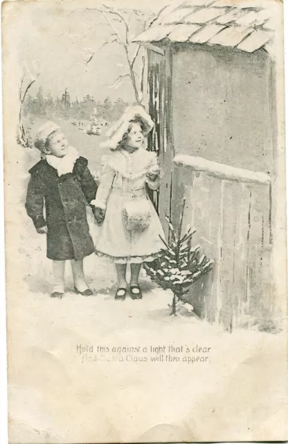 Santa Claus - Father Christmas - Old Hold To Light Postcard