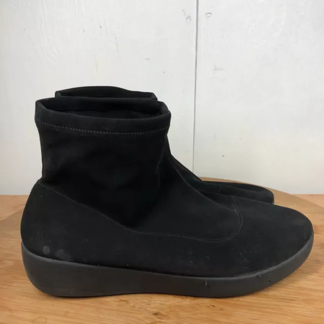 Fitflop Shoes Womens 10 Black Ankle Boots Casual Walking Wedge Pull On Classic