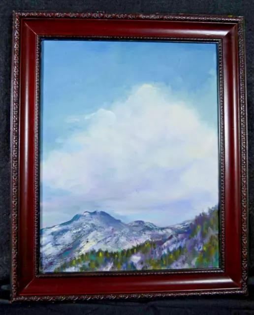 Rocky Mountain High with Snow - White Snow with Blue Sky-- Original Oil Painting