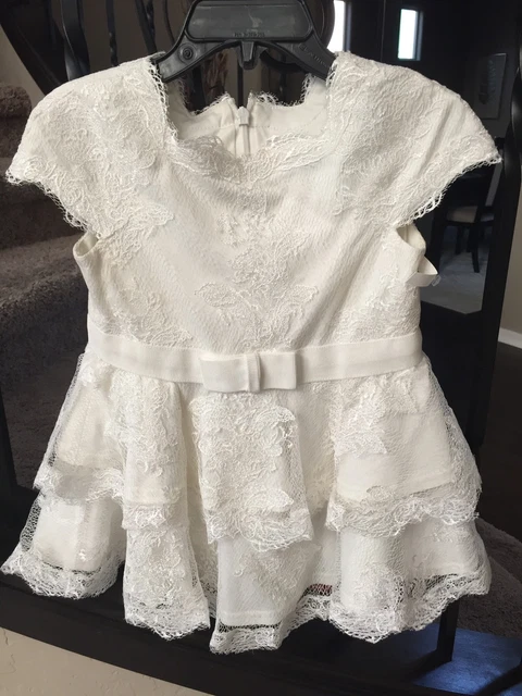 New Designer Tadashi Shoji Baby Girl White Lace Party Dress Size 2T Wedding