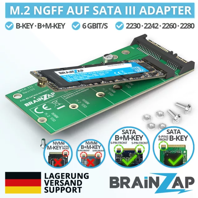 M.2 M2 NGFF auf 2,5 Zoll SATA 3 III Konverter Adapter Karte für B, M+B, B+M Key