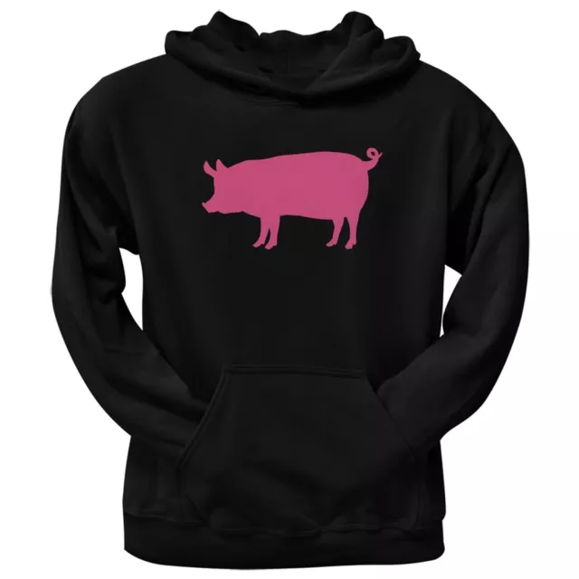 Pink Pig Silhouette Black Adult Pullover Hoodie