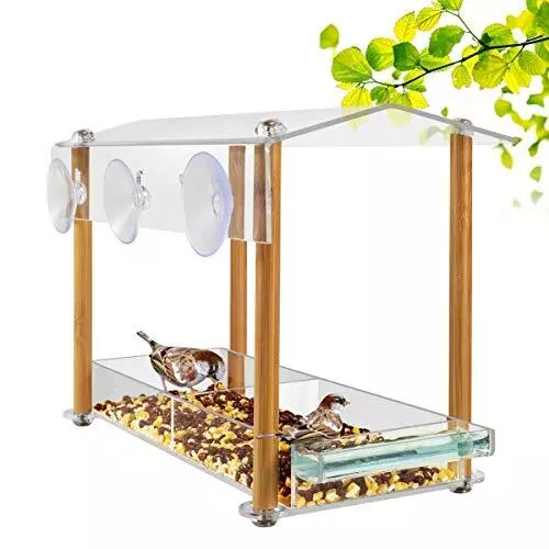 Bird Feeder, Strong Large Size with Suction Cups & Seed Tray, Separate Yellow 2