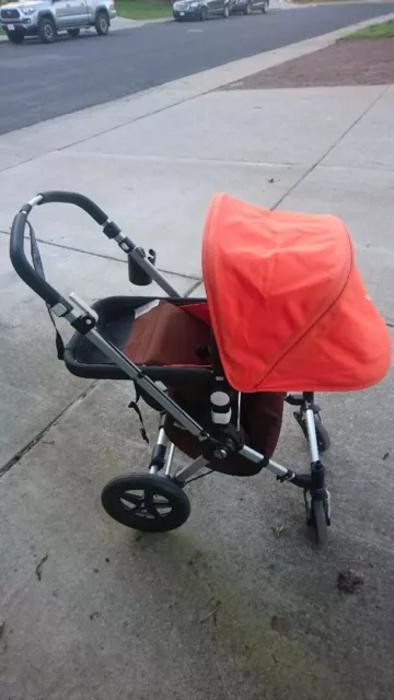 Bugaboo Chameleon Black/Brown/Orange Stroller+Bassinet with Wheeled Board