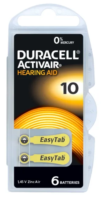 Audífono Duracell Easy Tab tamaño batería 10 x 6 celdas (amarillo)
