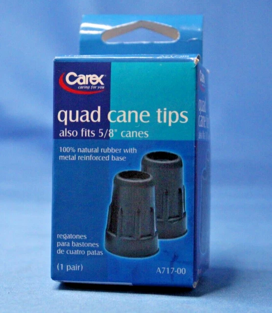 CAREX CANE TIPS A71700 Set of 2 Black Fits 5/8th Cane Bottoms 5.88