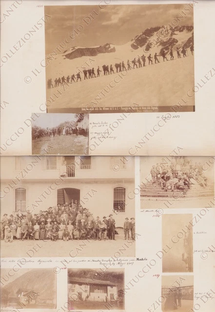 1883 CAI Escursione Sezione Milano Ghiacciaio Alpinismo Fotografie albumina