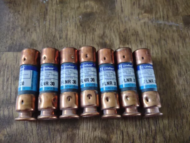 LITTELFUSE FLNR-30, Lot Of (7), 30 Amp (30A) 250V Dual Element Time-Delay Fuse