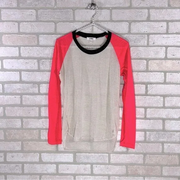 LNA Baseball Long Sleeve Tee with Contrasting Sleeves Size XS