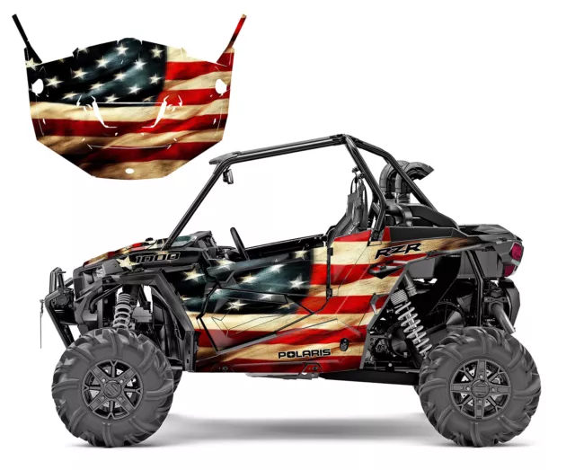 2013 - 2018 Polaris RZR 1000 graphics kit with door wrap  Tattered U.S. Flag 2