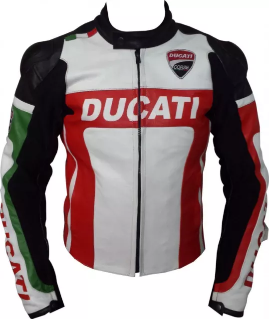 Celebrita X Ducati Replica Men Racing Leather Biker Jacket w CE Armor Protection