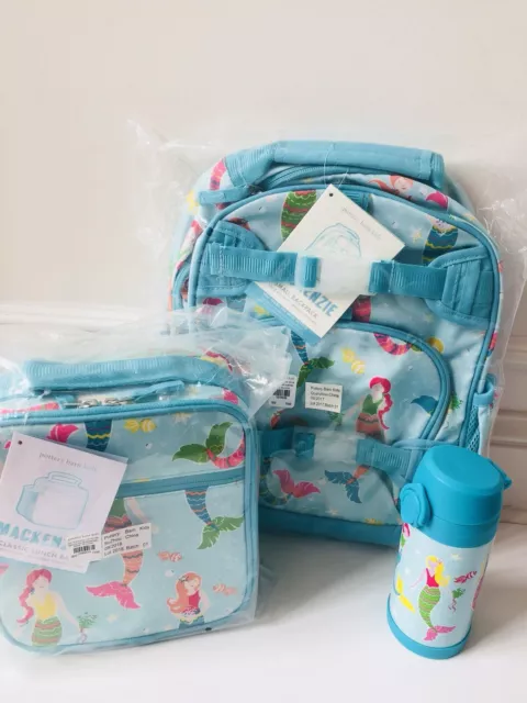 POTTERY BARN KIDS Mermaid Small Backpack Lunchbox Water Bottle