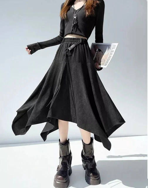 Jupe Longue Asymétrique Noire En Polyester Effet Voile - Taille 38/40, Occasion Très Bon état