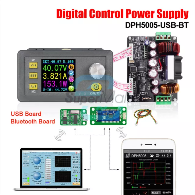 DPH5005 DC 6-50V 5A Buck-boost Digital Control Power Supply Module USB Bluetooth