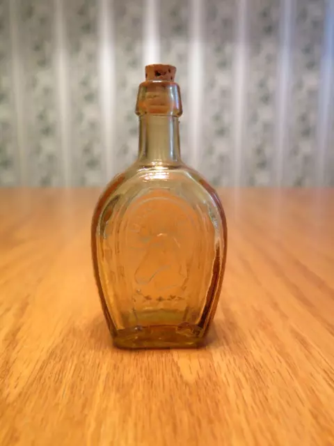 Vtg. Wheaton 3" Gold Amber Glass Horseshoe Horse Shoe Mini Bottle with Cork