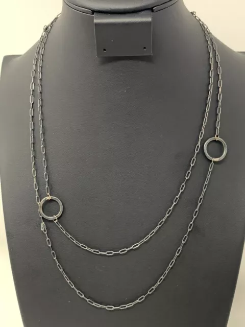 Adina Reyter 925 Sterling Extra Long Circle Station Necklace Over 40”