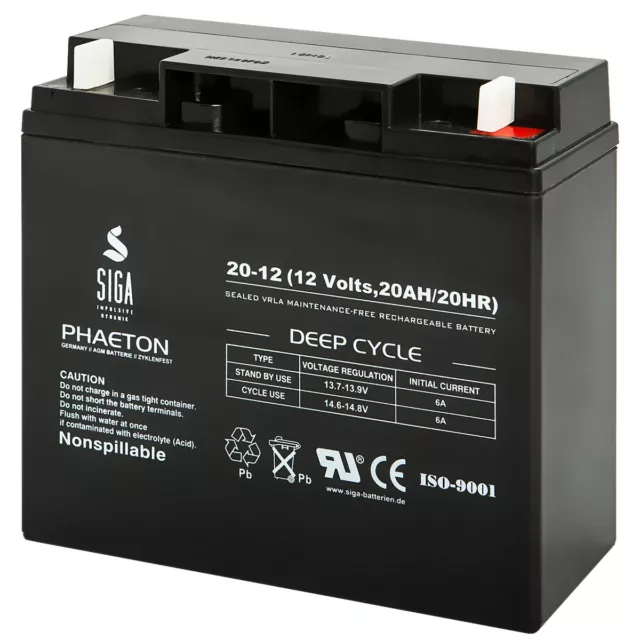 20AH 12V AKKU AGM GEL Batterie Rasenmäher, Rasentraktor Aufsitzmäher 17Ah, 18Ah