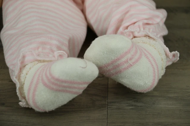 Heritage Signature Collection Porcelain Baby Doll in Striped Outfit 4