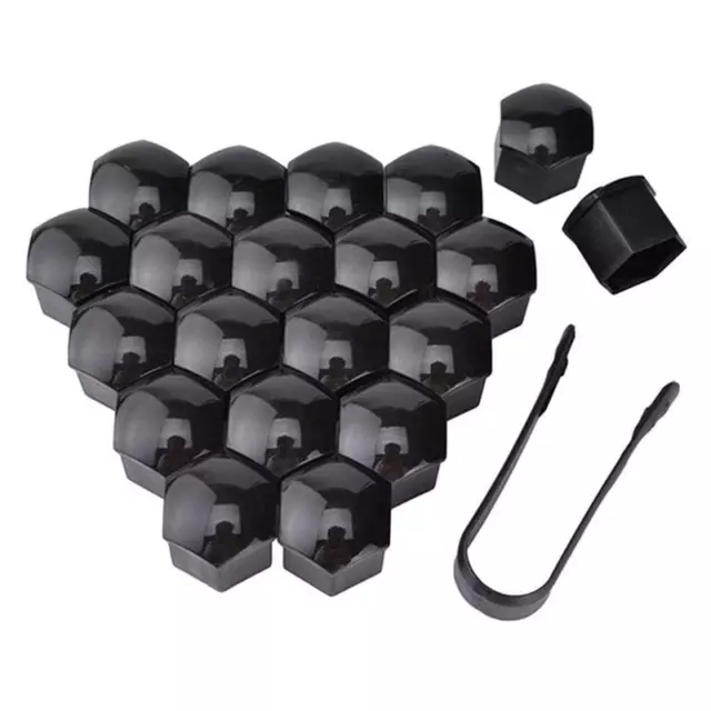 20Pcs 17mm Wheel Nut Bolt Cover Caps Black Auto Screw Cover Universal for Car