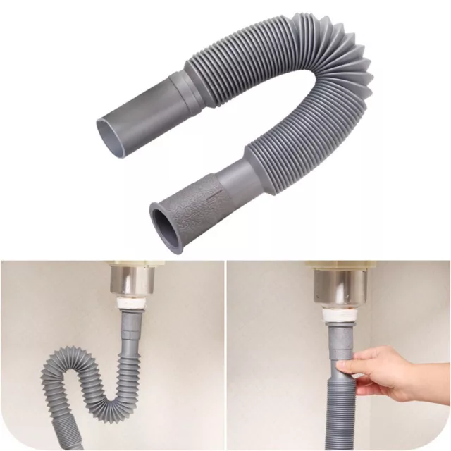 Flexible Kitchen Bathroom Drain Hose Extension Waste Pipe Basin Sink Replacement