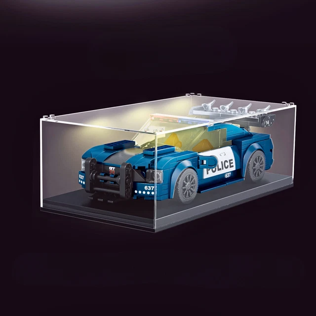 Mould King 27098 – Set Auto Della Polizia In Mattoncini, 443 Pezzi Con Teca Acrilica