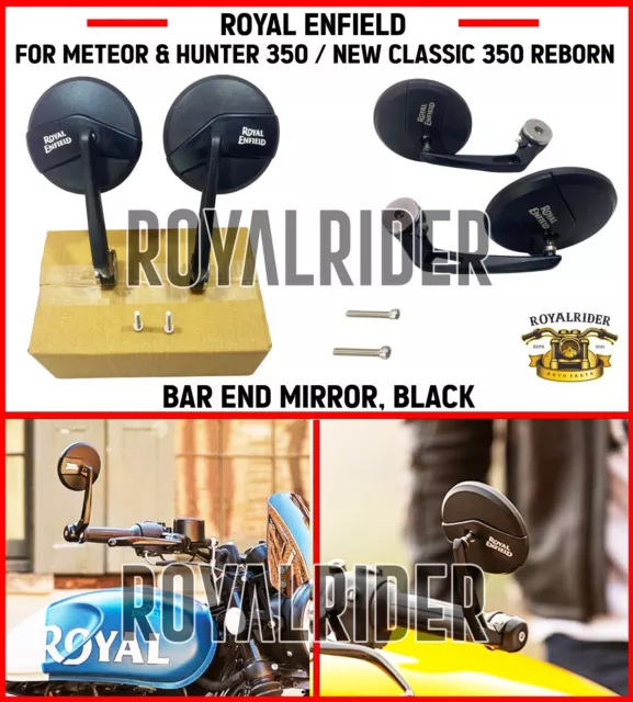 ROYAL ENFIELD &BAR END MIRROR, BLACK" For Meteor & Hunter 350 & New