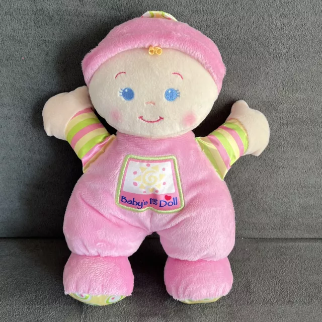 Fisher Price Babys 1st Doll Pink Plush Doll w/ Rattle Missing Tush Tag