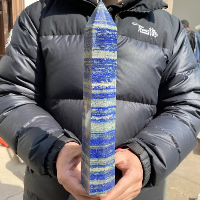 2,9 libras Natural Lapislázuli cuarzo cristal obelisco varita puntual aura curación