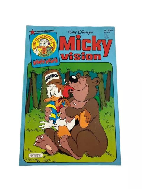 Walt Disneys Micky Vision Nr. 3/1986 ehapa Mit Aufkleber Echt Tierischer Sound