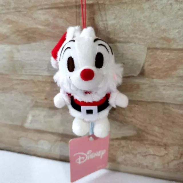 Japan Disney SEGA Chip n Dale White Santa Christmas Costume Plush Doll Keychain