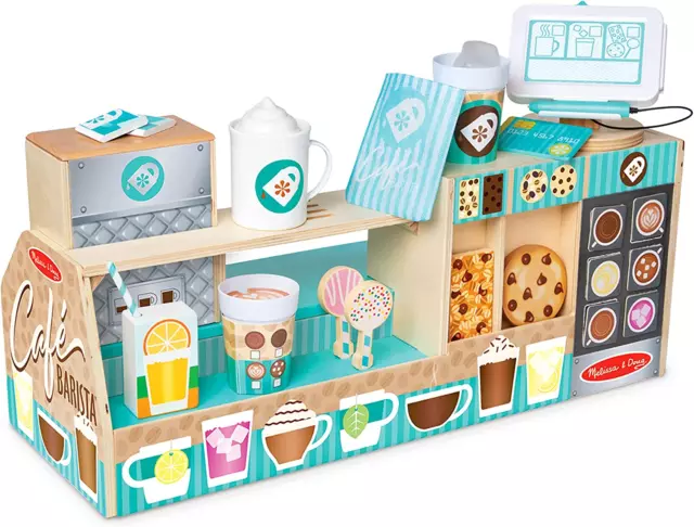 Melissa & Doug Wooden Café Barista Coffee Shop Pretend Play Kitchen Set for Kids