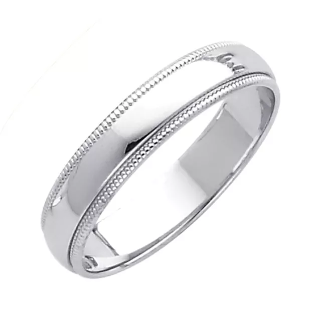 14K White Gold 3mm 4mm 5mm 6mm Comfort Fit Men Women Milgrain Wedding Band