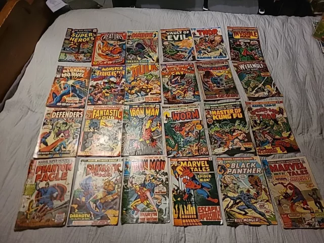 Marvel Comics Lot 20 Silver Bronze Age Spider Man Black Panther Fantastic Four