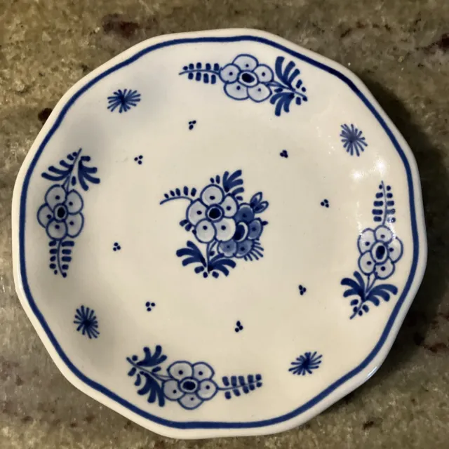 Vintage DELFT PORCELEYNE FLES KLEINE dekorative Wandplatte blau/weiß Blumen