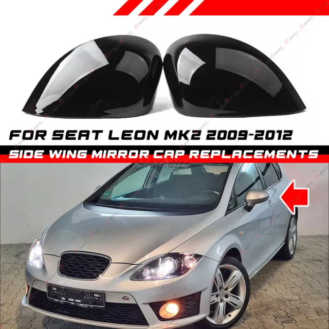 Glanz Schwarz Spiegelkappen Spiegel Gehäuse für Seat Leon MK2 Facelift 2009-2012