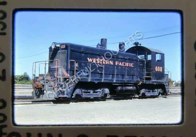 Original '81 Kodachrome Slide WP Western Pacific 608 NW2 Stockton, CA    33K16