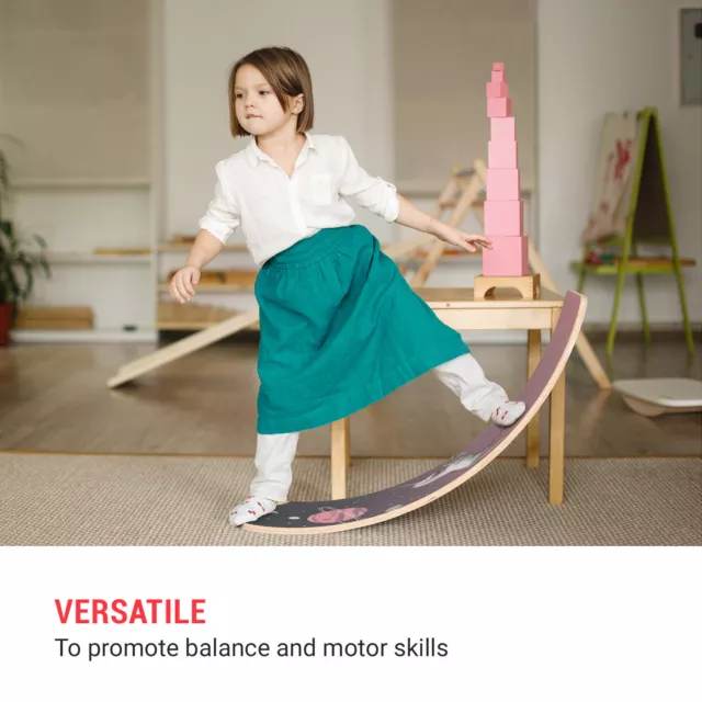 Balance Board Kids Wooden Wobble Curvy Rocker Childrens Toy Yoga Fitness Sports 3