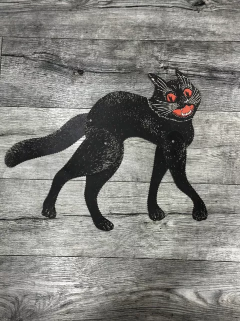 Retro Beistle Halloween Black Cat Die Cut Articulated Jointed Posable Wall Decor