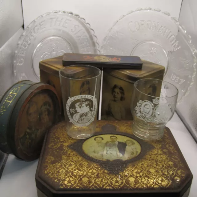 VI CORONATION 1937 Tins Glasses & Glass Dishes 9 items £29.95 PicClick UK