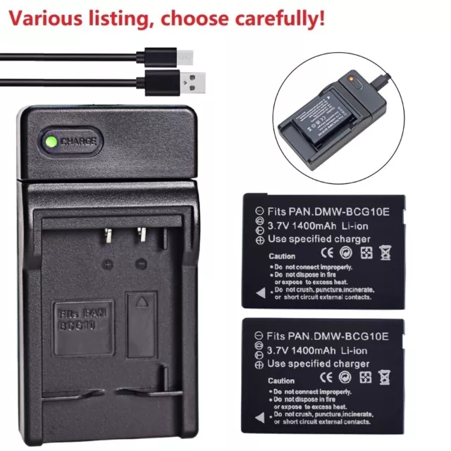 DMW-BCG10 Battery or USB Charger for Panasonic Lumix DMC-ZS10 DMC-ZS15 ZS19 ZS20