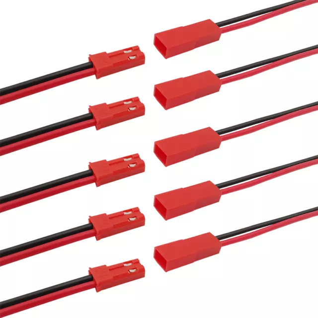 20/10x JST BEC Stecker / Buchse 22AWG Kabel 100mm Connector 2 Pin LED Lipo Akku