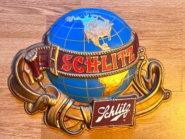 Vintage 1970s SCHLITZ Beer Advertising Sign Plastic 3D  Globe