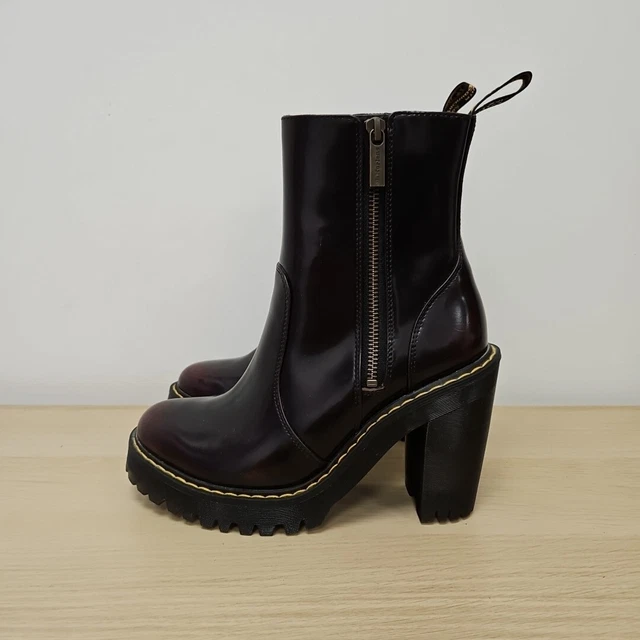 DR MARTENS MAGDALENA II Red Cherry High Heel Ankle Chunky Zip Boots Uk 5 Eu 38 129.99 PicClick UK