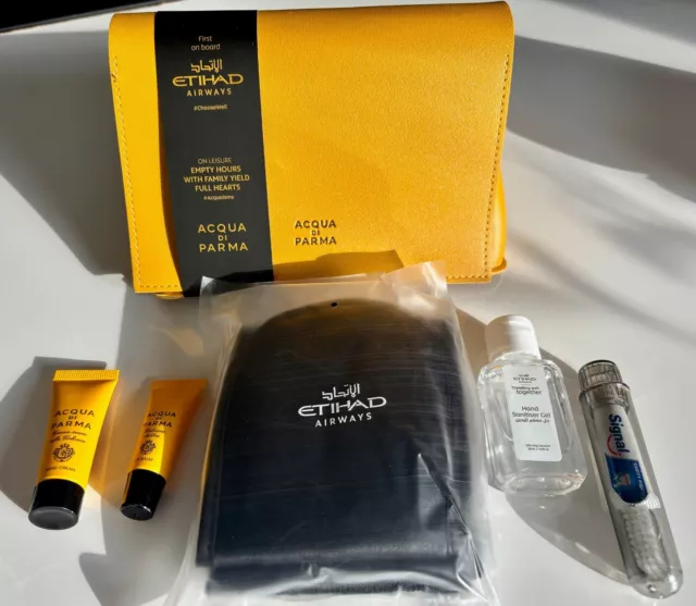 ETIHAD AIRWAYS BUSINESS CLASS AMENITY KIT ACQUA DI PARMA *SEALED* Gelb Yellow