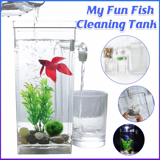 Small Fish Tank Self Cleaning Aquarium Complete Kit with Light Gravity Clean AU