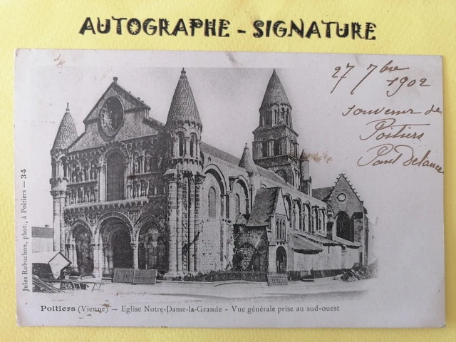 Carte Postale AUTOGRAPHE de Paul-Louis DELANCE PEINTRE Poitiers en 1902