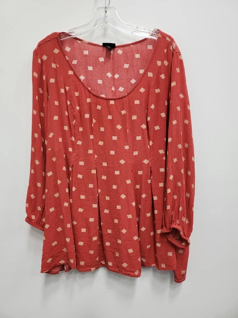 Torrid Womens Fit & Flare Gauze Top Size 3X Red Crinkle Diamond Dots Pleated Torrid Womens Fit & Flare Gauze Top Size 3X Red Crinkle Diamond Dots Pleated