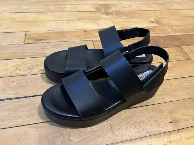 Steve Madden Womens RIINA Sz 40 Open Toe Casual Platform Sandals Black